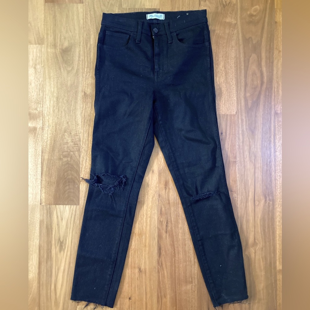 Madewell Distressed Black Fringe Jeans